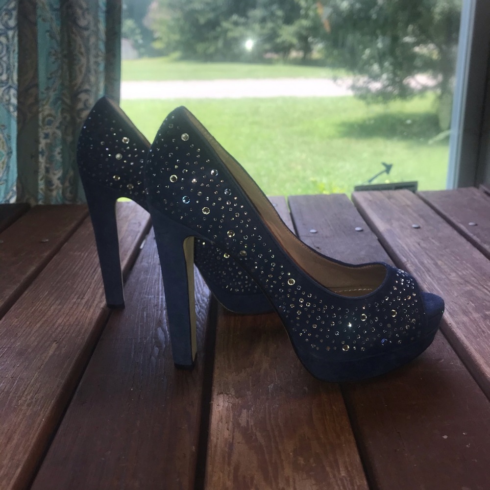 Vince Camino blue velvet sparkly 7.5 heels new - Picture 4 of 8